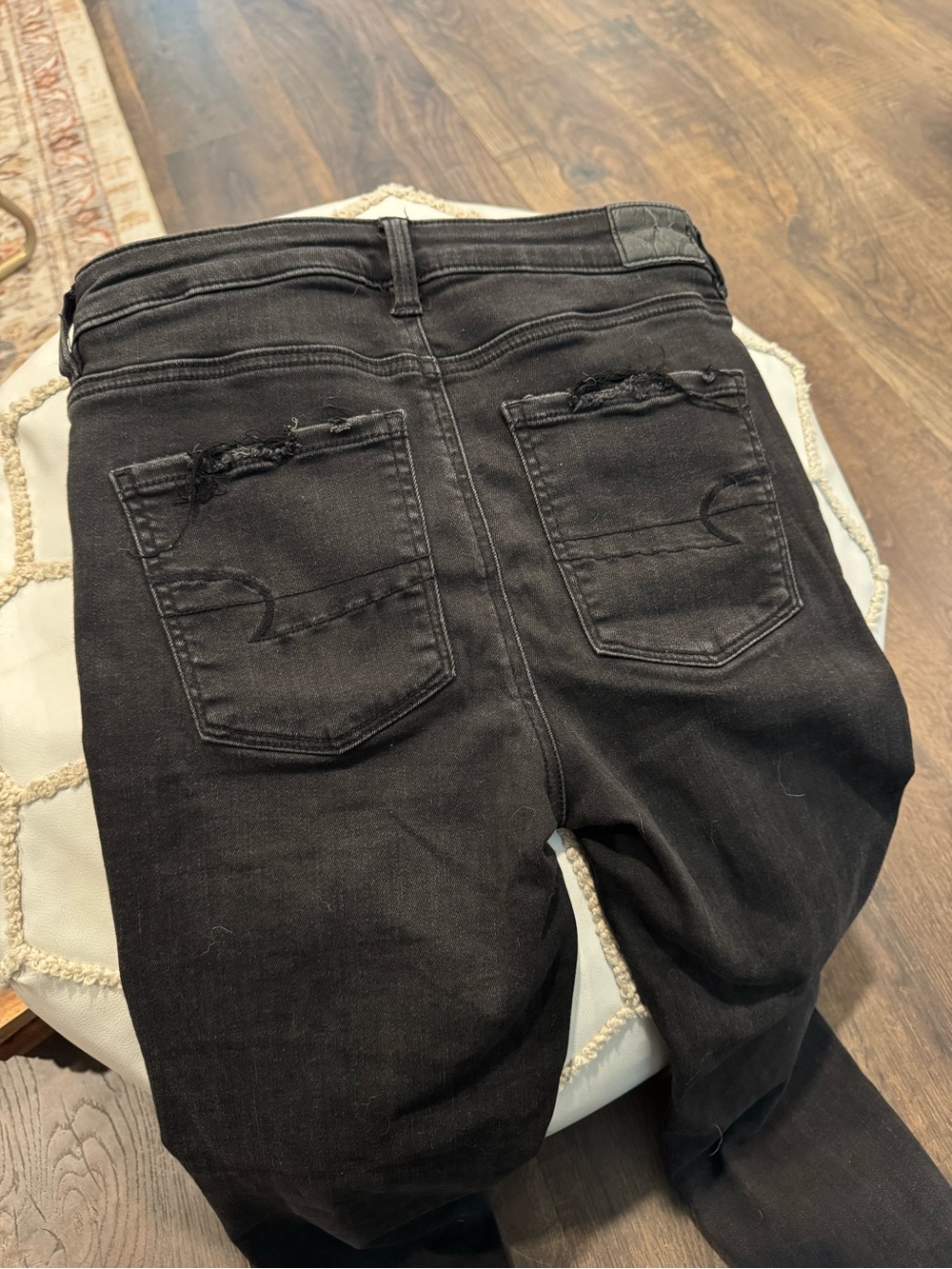 Women's Distressed Mid-Rise Black Jeans - Picture 2 of 8